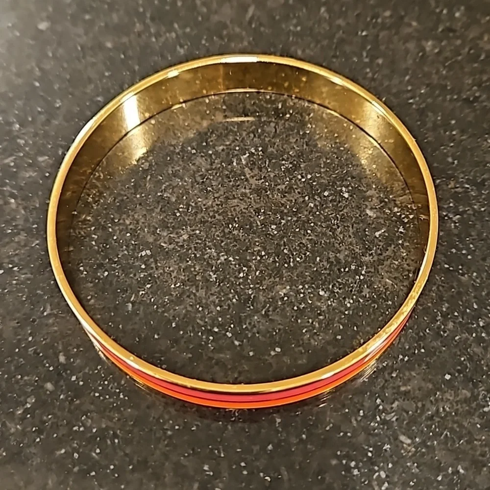 💕TRINA TURK💕 Enamel Bagle Bracelet ~ Orange and Pink Gold Plated One Size NWT